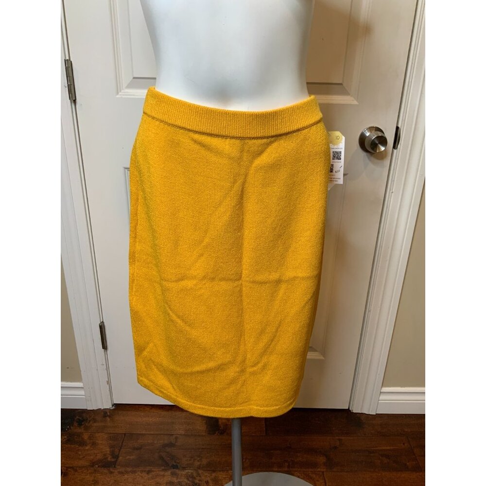 St. John Collection Dark Yellow Pencil Skirt Elastic Waistband, Size 2